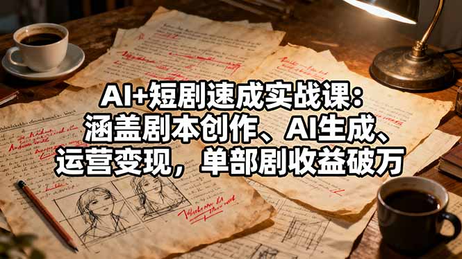 AI+短剧速成实战课：涵盖剧本创作、AI生成、运营变现，单部剧收益破万-心语项目网