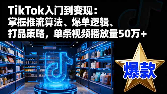 TikTok入门到变现：掌握推流算法、爆单逻辑、打品策略，单条视频播放量50w-心语项目网
