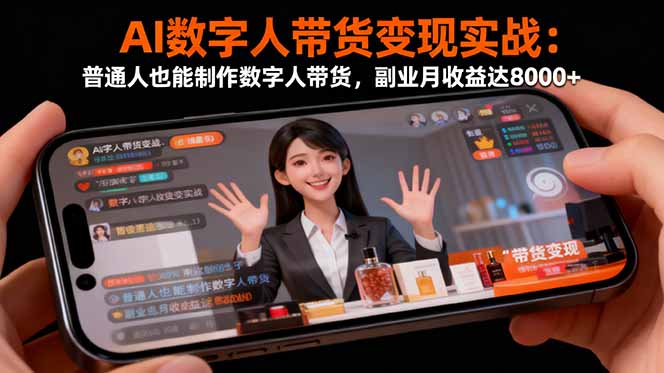 AI数字人带货变现实战：普通人也能制作数字人带货，副业月收益达8000+-心语项目网
