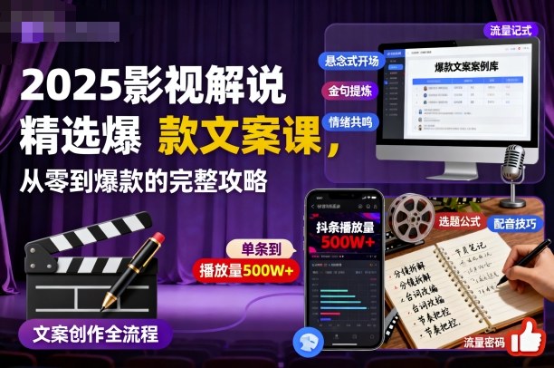 2025影视解说精选爆款文案课，从零到爆款的完整攻略-心语项目网