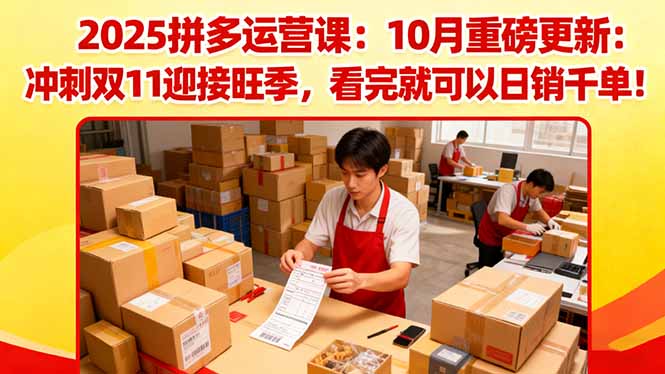 2025拼多多运营课：10月重磅更新：冲刺双11迎接旺季，看完就可以日销千单-心语项目网
