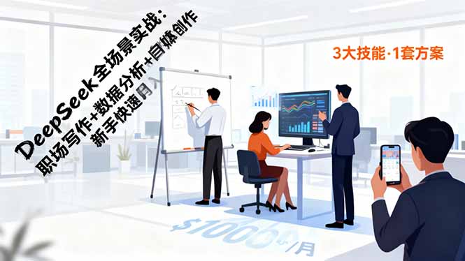DeepSeek全场景实战：职场写作+数据分析+自媒体创作，新手快速月入过万-心语项目网