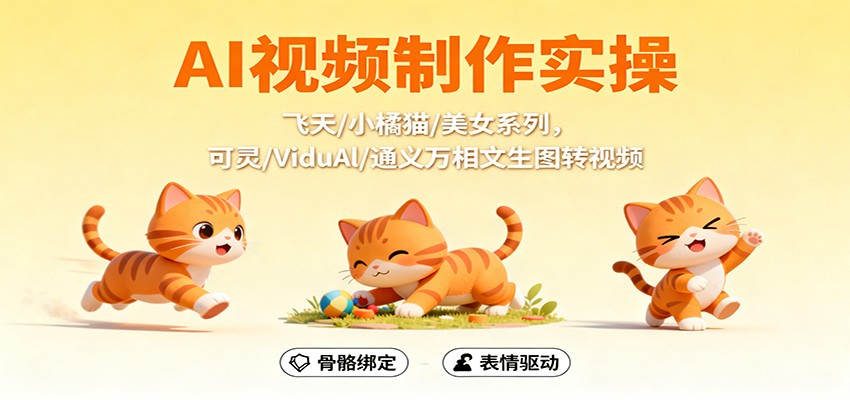 AI视频制作实操，飞天/小橘猫/美女系列，可灵/ViduAl/通义万相文生图转视频-心语项目网
