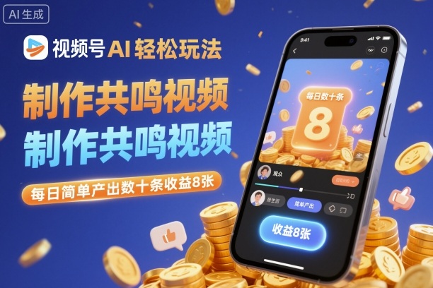 视频号AI轻松玩法，制作共鸣视频，每日简单产出数十条收益8张-心语项目网