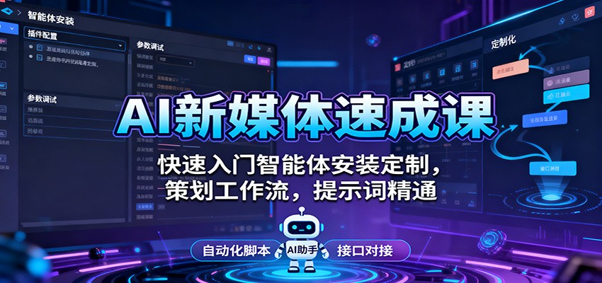 AI新媒体速成课：快速入门智能体安装定制，策划工作流，提示词精通-心语项目网