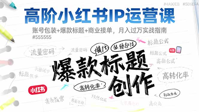 高阶小红书IP运营课：账号包装+爆款标题+商业接单，月入过万实战指南-心语项目网