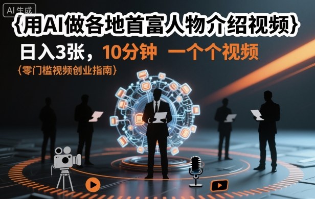 用AI做各地首富人物介绍视频，日入3张，10分钟一个视频-心语项目网