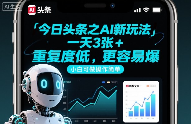 今日头条之AI新玩法，一天3张+，重复度低，更容易爆，小白可做操作简单-心语项目网