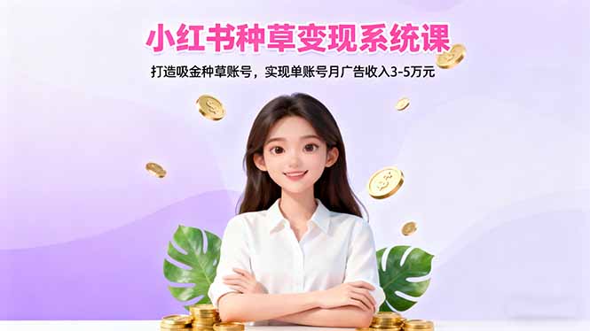 小红书种草变现系统课：打造吸金种草账号，实现单账号月广告收入3-5万元-心语项目网
