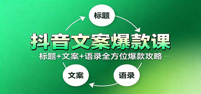 抖音文案爆款课：9大标题绝招，各类型必火文案，100条万能文案情感语录-心语项目网