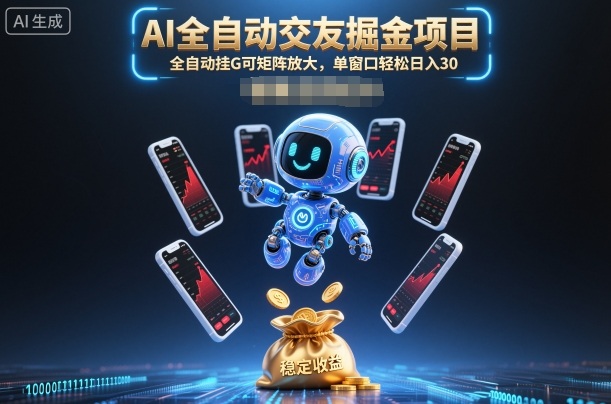 AI全自动交友掘金项目，全自动挂G可矩阵放大，单窗口轻松日入30+【揭秘】-心语项目网