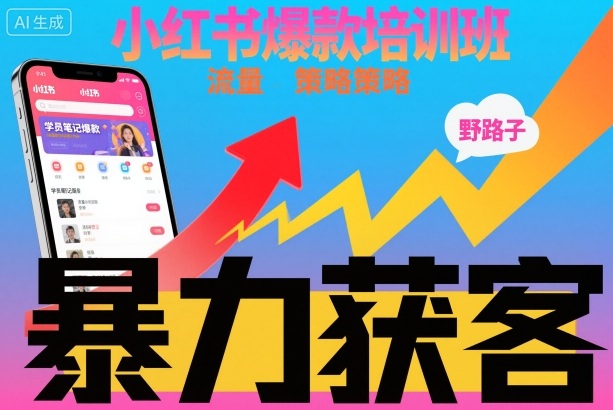 小红书爆款培训班，小红书获客野路子流量打法，暴力持续获客-心语项目网