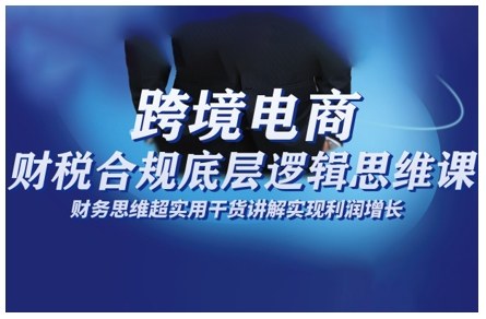 跨境电商财稅合规底层逻辑思维课，财务思维超实用于货讲解实现利润增长-心语项目网