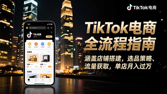 TikTok电商全流程指南，涵盖店铺搭建、选品策略、流量获取，单店月入过万-心语项目网