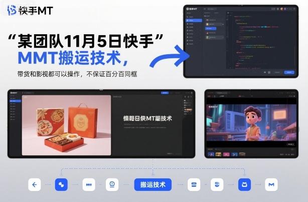某团队11月5日快手MT搬运技术，带货和影视都可以操作，不保证百分百同框，自测-心语项目网