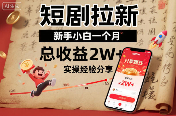 短剧拉新新手小白一个月总收益2W+实操经验分享-心语项目网