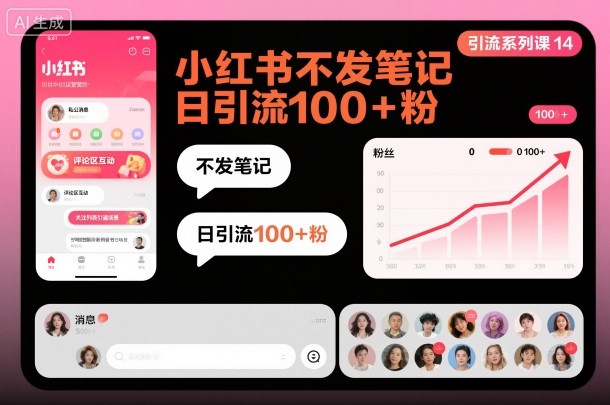 引流系列课14：小红书不发笔记日引流100+粉-心语项目网