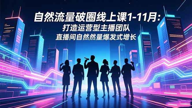 自然流量破圈线上课1-11月：打造运营型主播团队 直播间自然流量爆发式增长-心语项目网