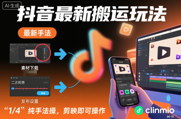 抖音最新搬运玩法，纯手法操作，剪映即可操作-心语项目网