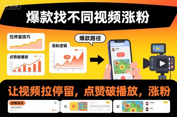 爆款找不同视频涨粉，让视频拉停留，实现点赞，破播放，涨粉-心语项目网