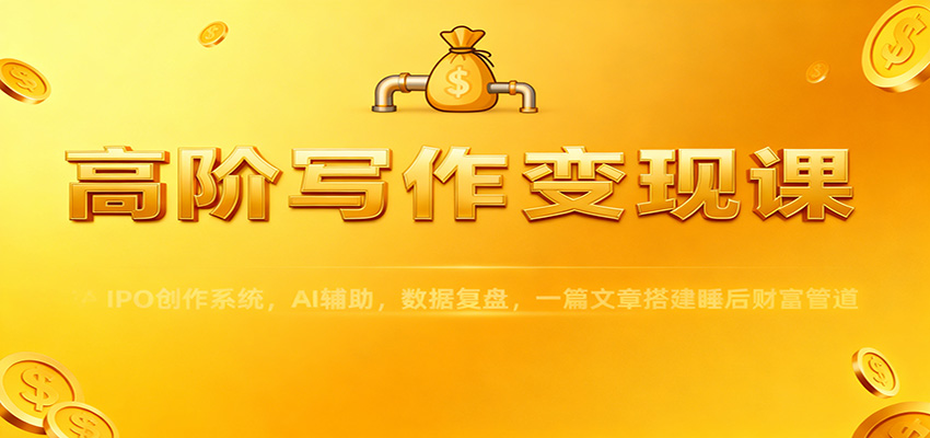 高阶写作变现课：IPO创作系统，AI辅助，数据复盘，一篇文章搭建睡后财富管道-心语项目网