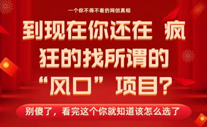 马上26年了，你还在找所谓的风口项目？别傻了，看完这个你全都懂了！【揭秘】-心语项目网