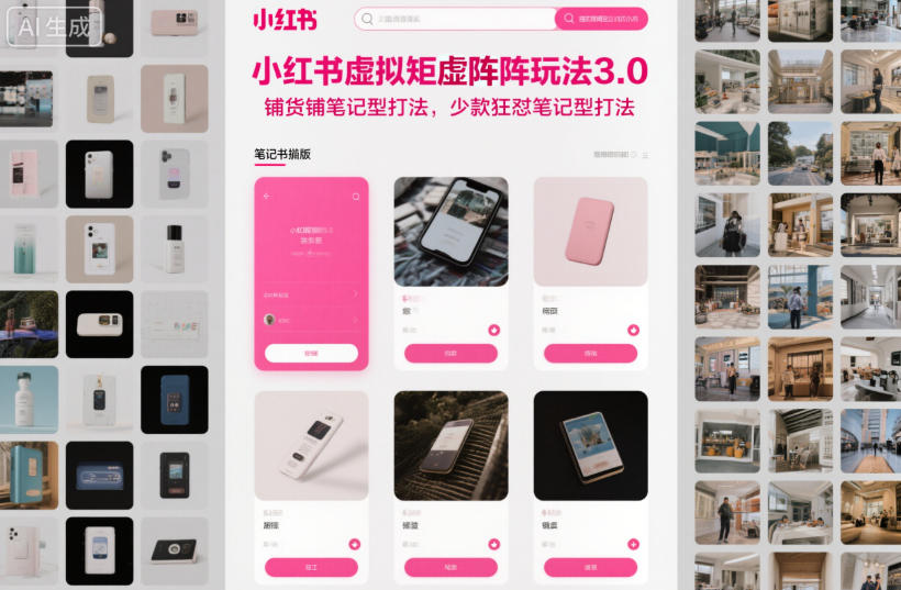小红书虚拟矩阵玩法3.0，铺货铺笔记型打法，少款狂怼笔记型打法-心语项目网
