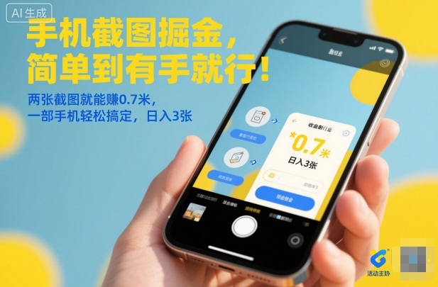 手机截图掘金，简单到有手就行！两张截图就能賺0.7米，一部手机轻松搞定，日入3张【揭秘】-心语项目网