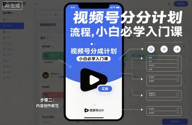 视频号分成计划实操流程，小白必学入门课-心语项目网