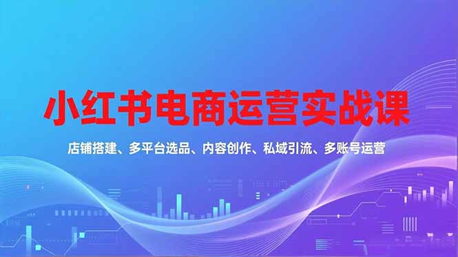 小红书电商运营实战课，店铺搭建、多平台选品、内容创作、私域引流、多账号运营等玩法-心语项目网