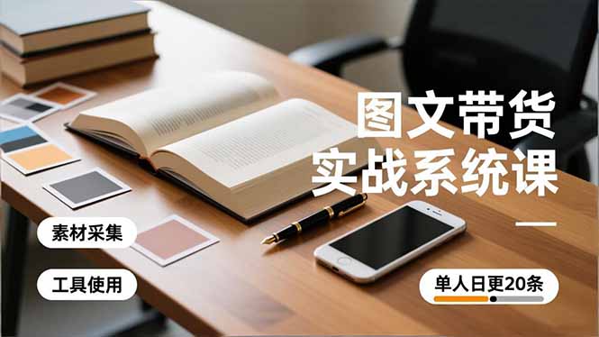 图文带货实战系统课，工具使用、素材采集、防同质化，单人日更20条月入3w+-心语项目网
