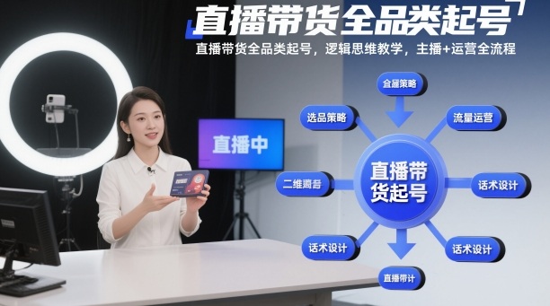 直播带货全品类起号，逻辑思维教学，主播+运营全流程-心语项目网