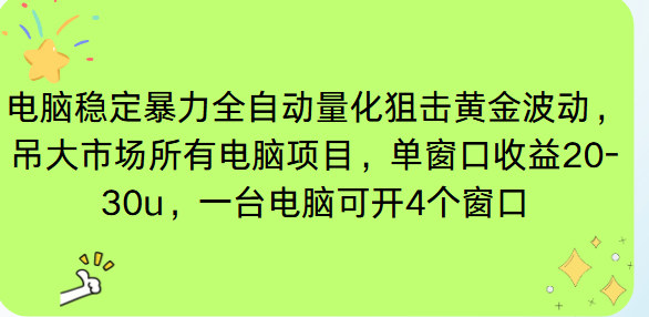 电脑EA策略挂机项目单窗口收益20-30u，单电脑可挂5-10个窗口收益稳健4位数-心语项目网