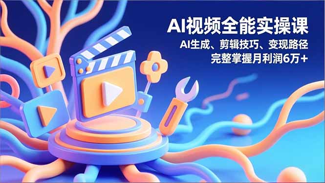 AI视频全能实操课，AI生成、剪辑技巧、变现路径，完整掌握月利润6万+-心语项目网