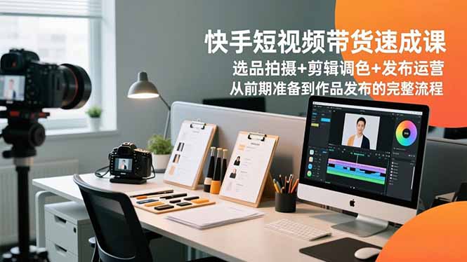 快手短视频带货速成课，选品拍摄+剪辑调色+发布运营，从前期准备到作品发布的完整流程-心语项目网