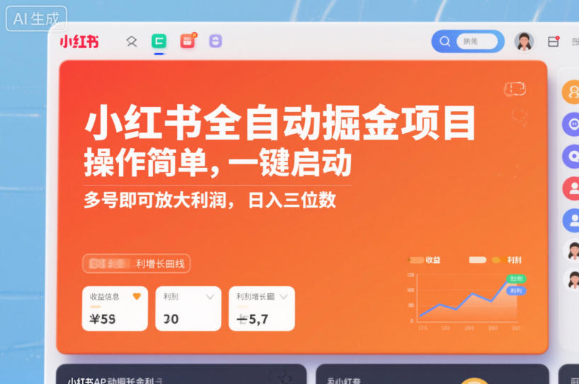 小红书全自动掘金项目，操作简单，一键启动，多号即可放大利润，日入三位数【揭秘】-心语项目网