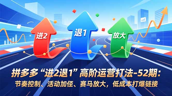 拼多多“进2退1”高阶运营打法-52期：节奏控制、活动加权、赛马放大，低成本打爆链接-心语项目网