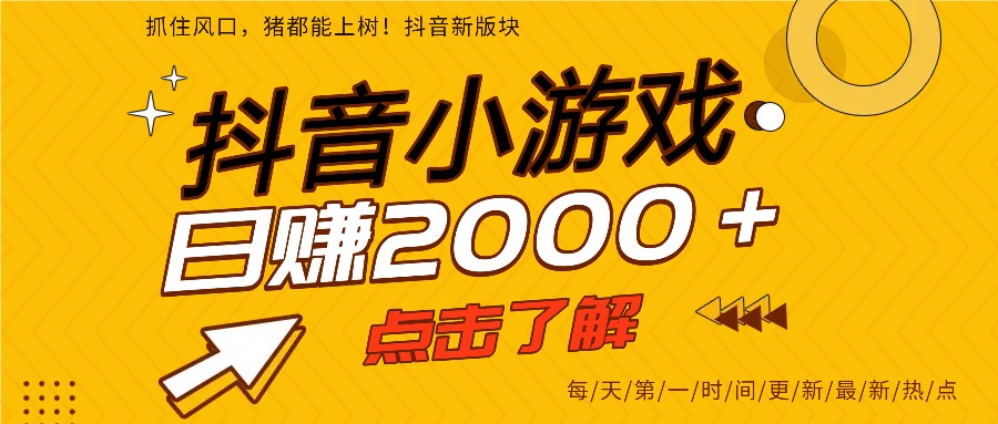 5年爆火的抖音小游戏项目，一部手机日入2000+-心语项目网