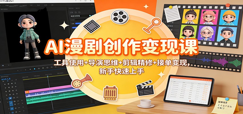 AI漫剧创作变现课：工具使用+导演思维+剪辑精修+接单变现，新手快速上手-心语项目网