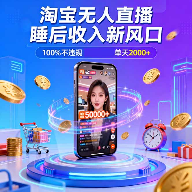 淘宝无人直播，不违规不封号，直播100小时卖了5万，年底旺季！-心语项目网