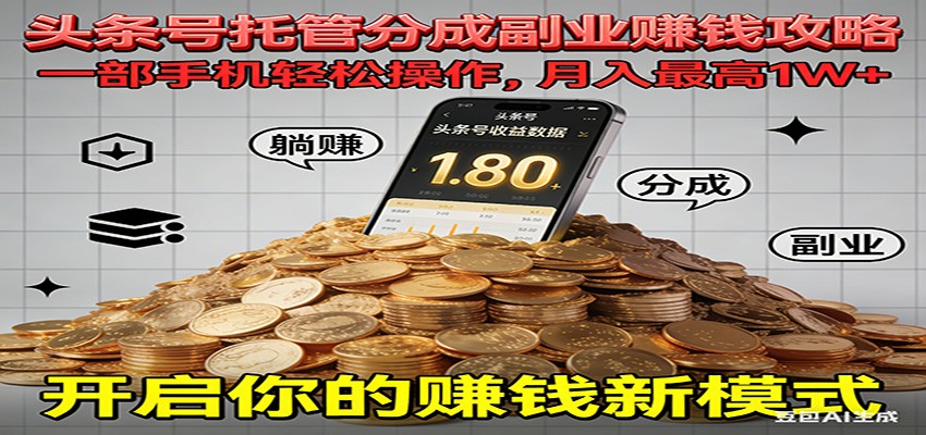 全程托管今日头条，一部手机就可以开干，最高躺赚1W+-心语项目网