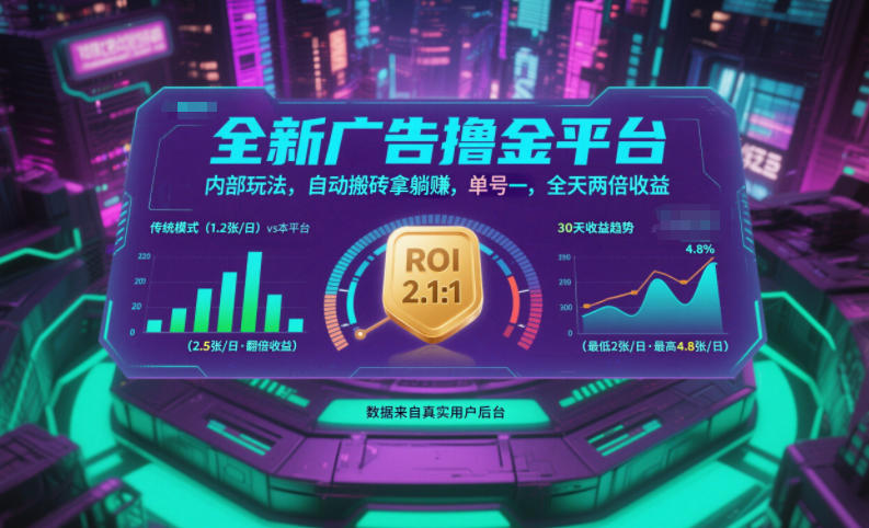 全新广告撸金平台，内部玩法，自动搬砖拿躺賺，单号一天保底2张+，全天两倍收益【揭秘】-心语项目网