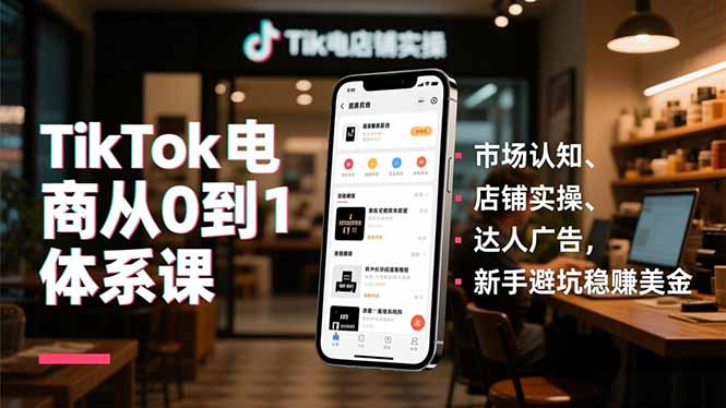 TikTok电商从0到1体系课，市场认知、店铺实操、达人广告，新手避坑稳赚美金-心语项目网