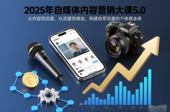 2025年自媒体内容营销大课5.0，从内容到流量，从流量到商业，构建自带流量的个体商业体-心语项目网