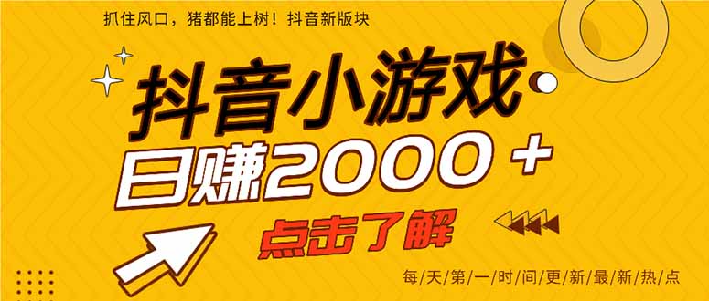 2025年爆火的抖音小游戏项目，一部手机日入2000+-心语项目网