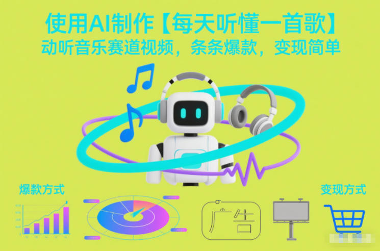 使用AI制作【每天听懂一首歌】动听音乐赛道视频，条条爆款，变现简单-心语项目网