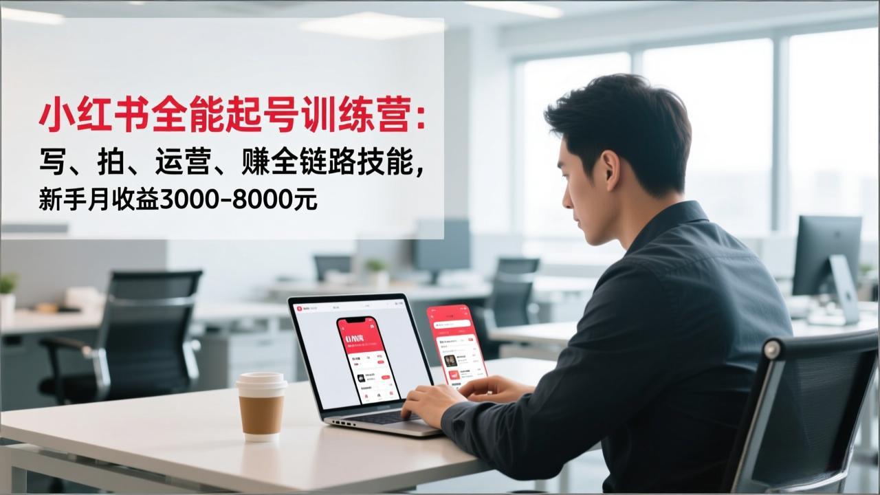 小红书全能起号训练营：写、拍、运营、赚全链路技能，新手月收益3000-8000元-心语项目网