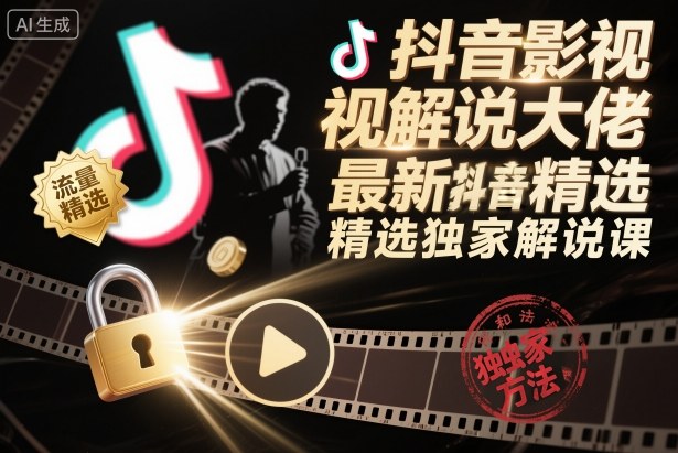 抖音影视解说大佬最新抖音进精选和独家方法，精选独家解说课(更新12月)-心语项目网