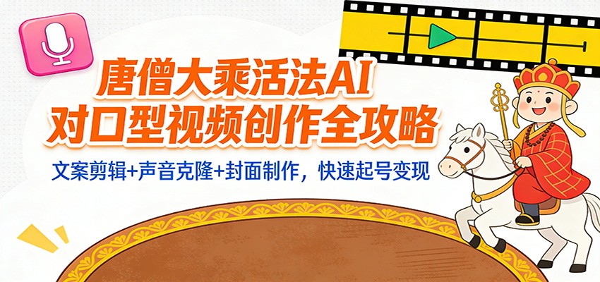 “大乘活法”AI对口型视频创作全攻略：文案剪辑+声音克隆+封面制作，快速起号变现-心语项目网