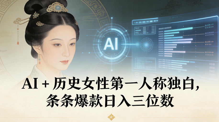 AI+历史女性第一人称独白，条条爆款日入三位数-心语项目网